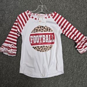 Football Long Sleeve Kids Tee - Red and White
